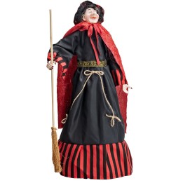 Befana con luci e suoni rossa e nera 70 cm