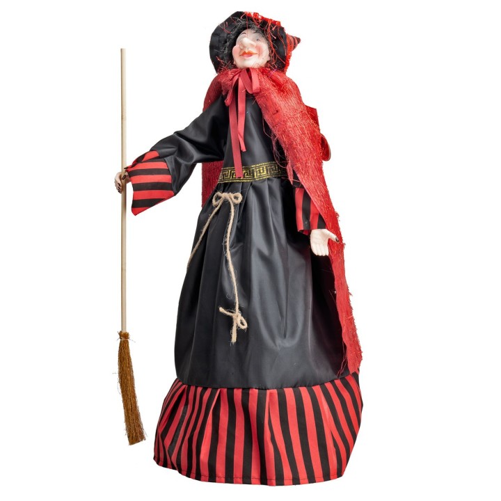 Befana con luces y sonidos roja y negra 70 cm