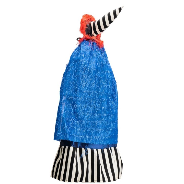 Befana con luces y sonidos azul y negro 70 cm