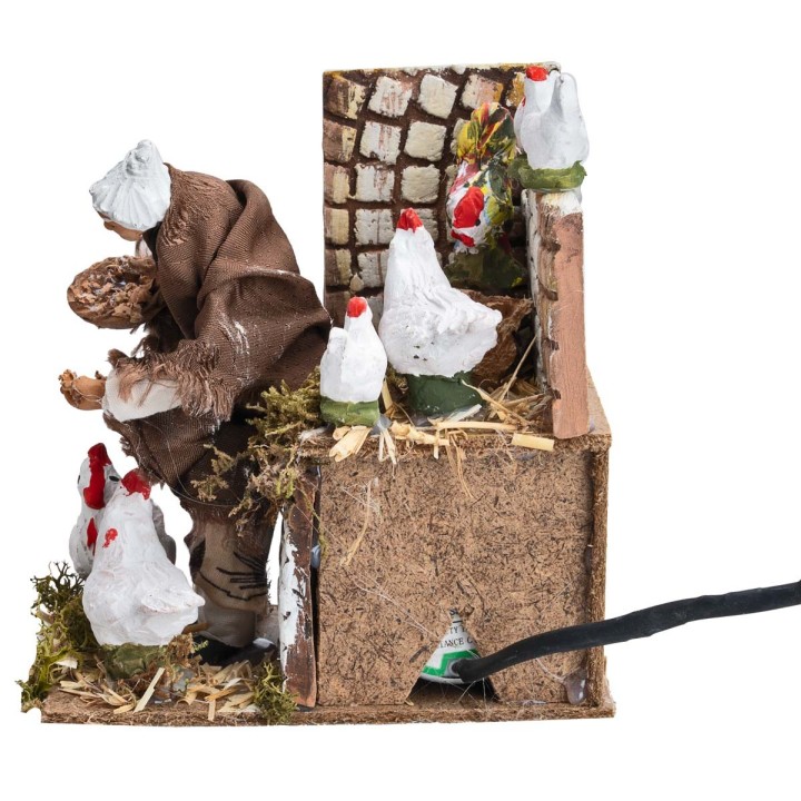 Farmer woman with hens, 14 cm series, animated