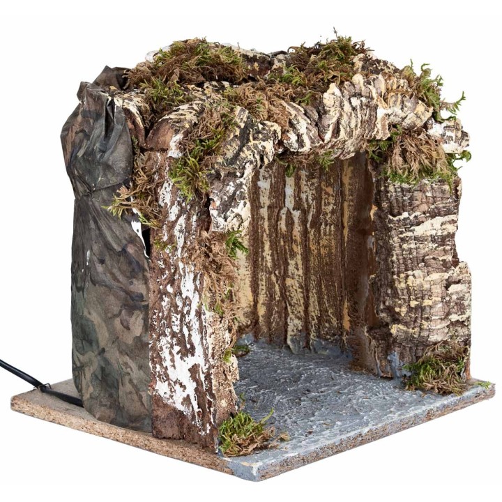 copy of Illuminated nativity scene with cave and waterfall cm
