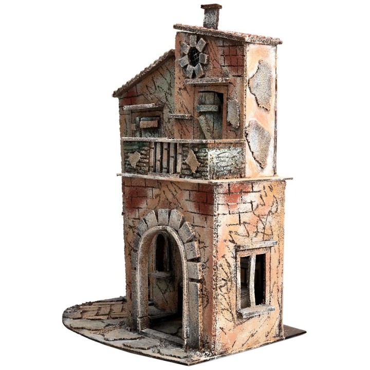 Casa napolitana con arco y balcón cm 32,5x21x40 h