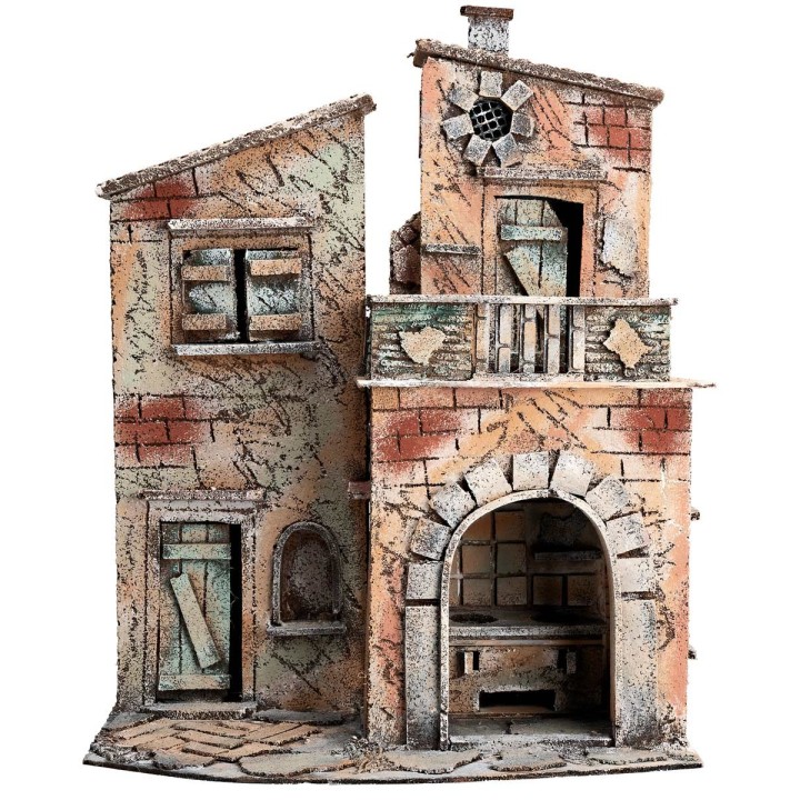 Neapolitan house with arch and balcony cm 32.5x21x40 h