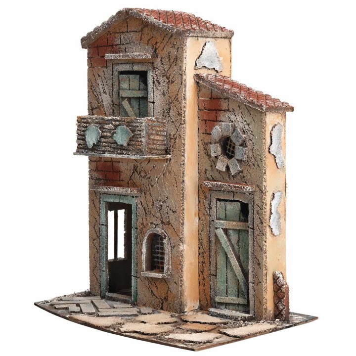 Casa napolitana de dos pisos con balcón cm 28x20x33,5 h