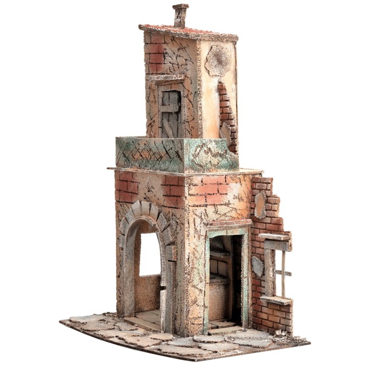 Casa napolitana de dos pisos con balcón cm 28x20x33,5 h