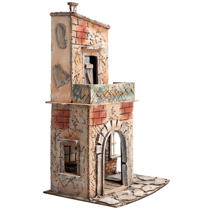 Casa napolitana de dos pisos con balcón cm 28x20x33,5 h