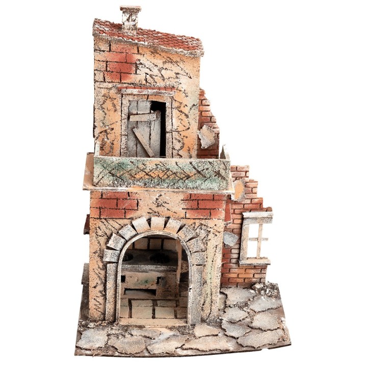 Neapolitan two-story house with balcony cm 28x20x33.5 h