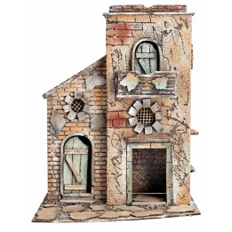 Casa napolitana con techo plano y portón cm 28x19,2x36,5 h
