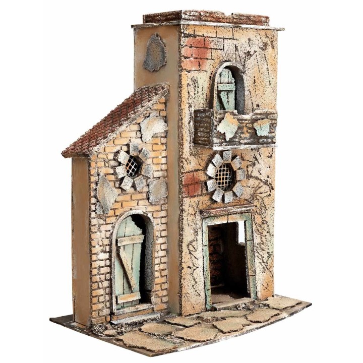 Casa napoletana con tetto piatto e portone cm 28x19,2x36,5 h