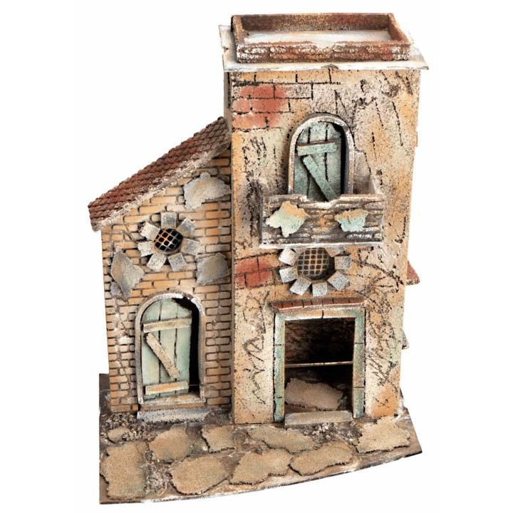 Casa napoletana con tetto piatto e portone cm 28x19,2x36,5 h