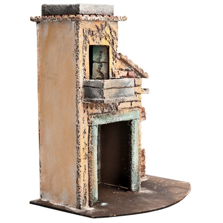 Casa napolitana con muro en ruinas cm 23,5x15,7x27 h