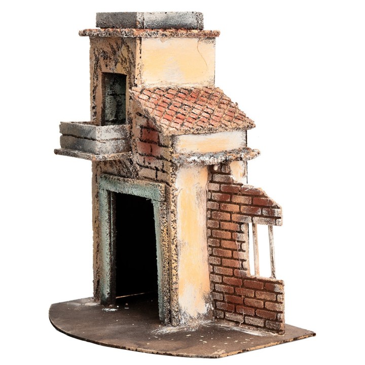 Casa napolitana con muro en ruinas cm 23,5x15,7x27 h