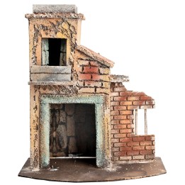 Casa napolitana con muro en ruinas cm 23,5x15,7x27 h
