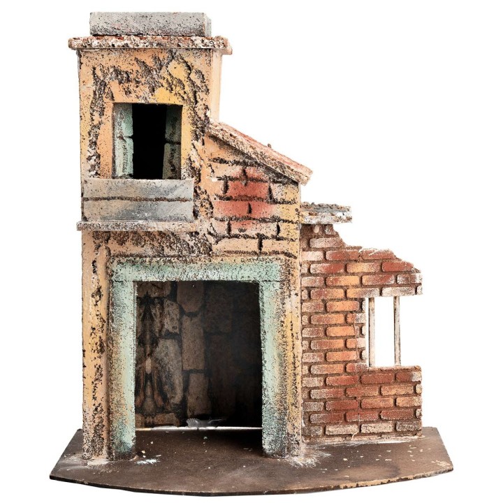 Casa napoletana con muro in rovina cm 23,5x15,7x27 h
