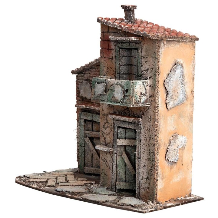 Neapolitan house with balcony and sloping roof cm 26x16x27 h