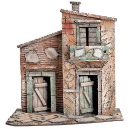 Casa napoletana con balcone e tetto spiovente cm 26x16x27 h
