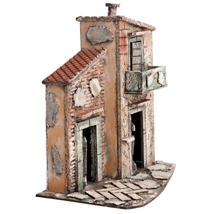 Neapolitan house with balcony and sloping roof cm 26x16x27 h