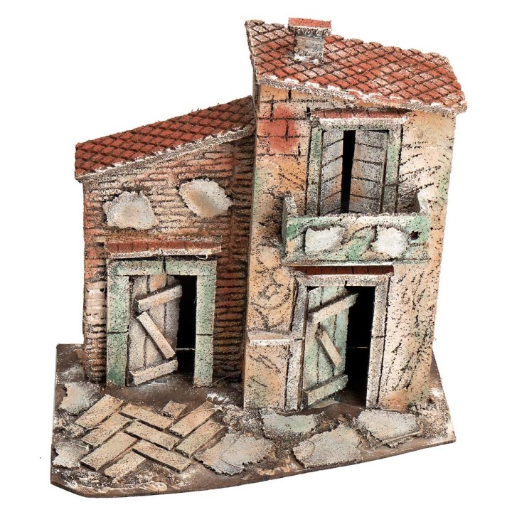 Casa napoletana con balcone e tetto spiovente cm 26x16x27 h