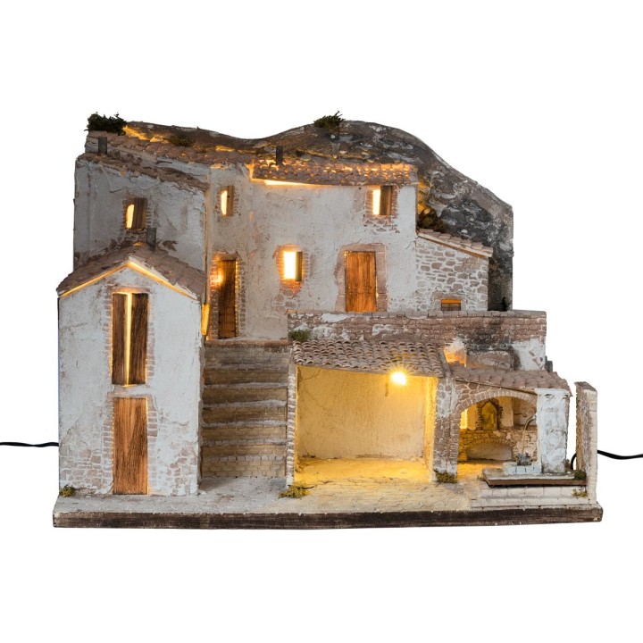 Borgo Illuminato con fontana funzionante cm 65x50x47 h