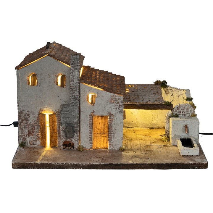 Aldea Iluminada con fuente funcionando cm 60x40x34 h