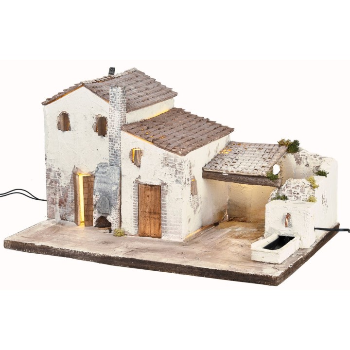 Aldea Iluminada con fuente funcionando cm 60x40x34 h
