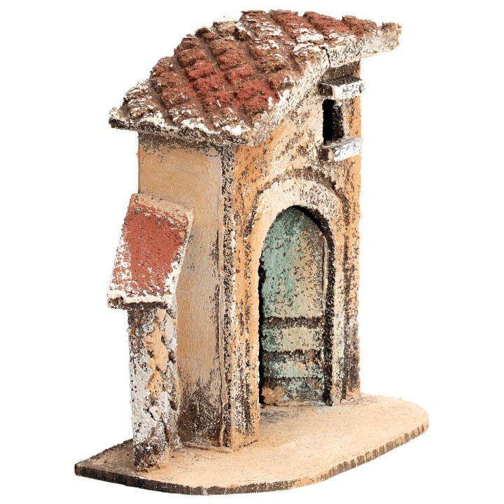 Casa napolitana con arco y techo inclinado cm 9,5x6x10 h