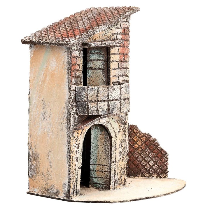 Neapolitan two-story house with side window cm 24.5x15.5x27 h