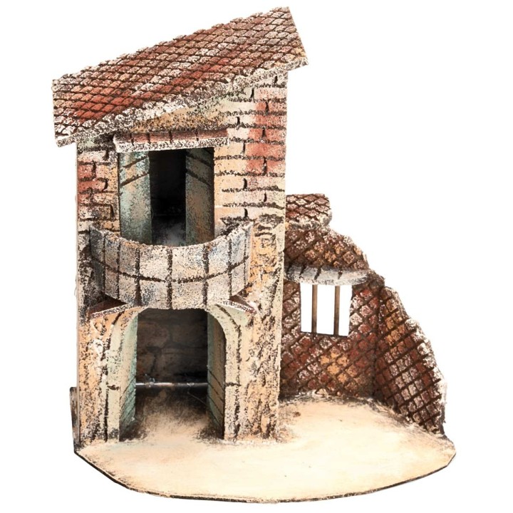 Casa napolitana de dos pisos con ventana lateral cm