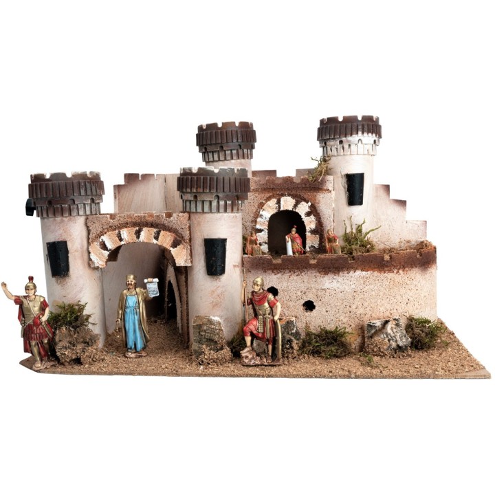 Castello con quattro torri merlate cm 40,5x23x23,5 h