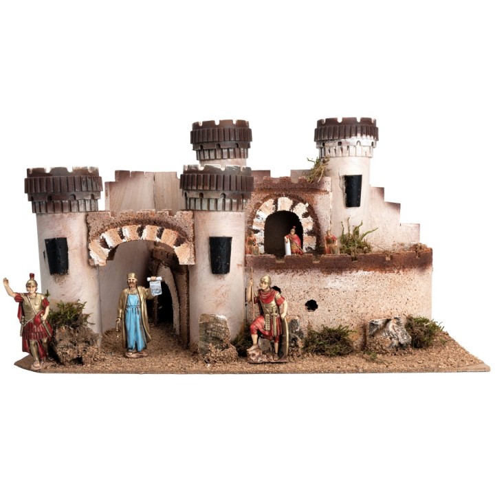 Castello con quattro torri merlate cm 40,5x23x23,5 h