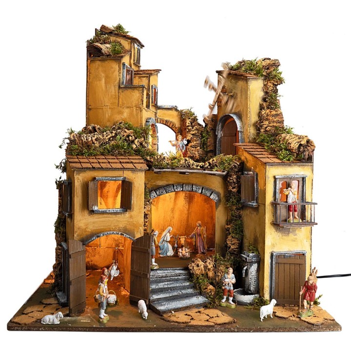 18th-century Neapolitan nativity scene with Landi statues