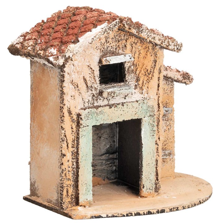 Neapolitan house with door and window cm 11.6x7x11.3 h