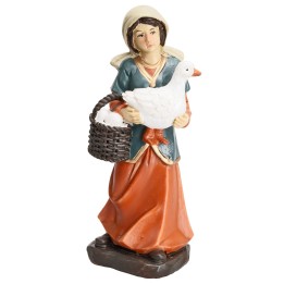 Woman with goose and basket of eggs series 15 cm in resin