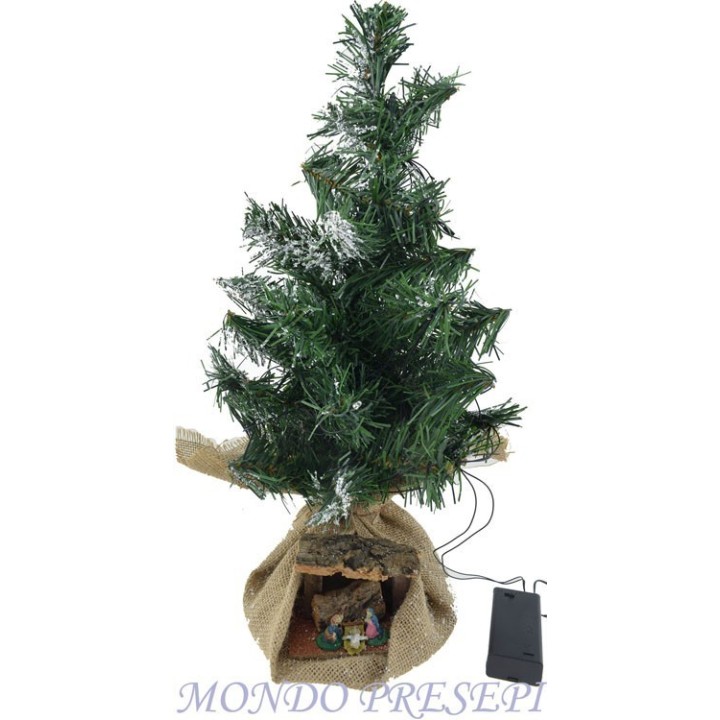 Pine cm 42 led and hut with nativity