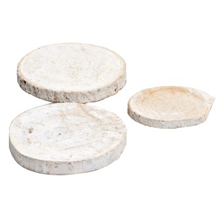 Set of three bleached wood bases cm 1.2x9.5 h