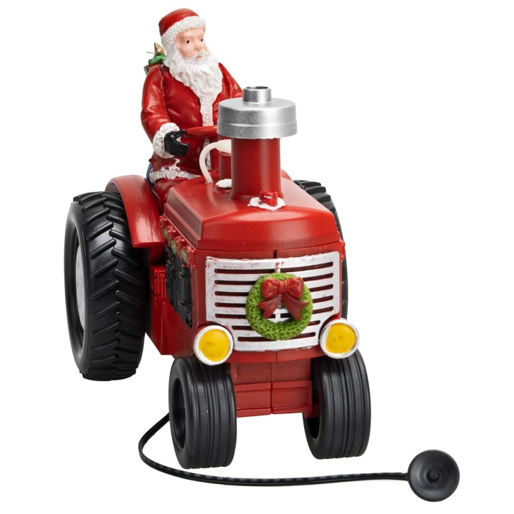 Papá Noel en el tractor con paquetes de regalos completo con