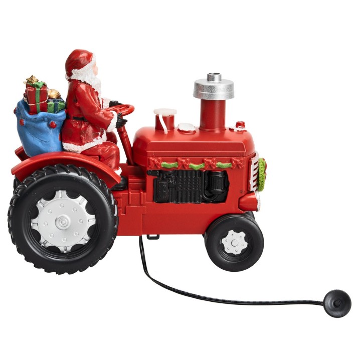 Santa Claus on the tractor with gift packages complete with