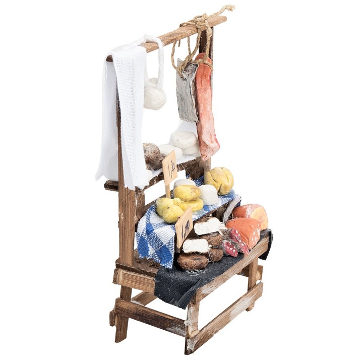 Banco con salumi, prosciutti e formaggi cm 9x5x17 h