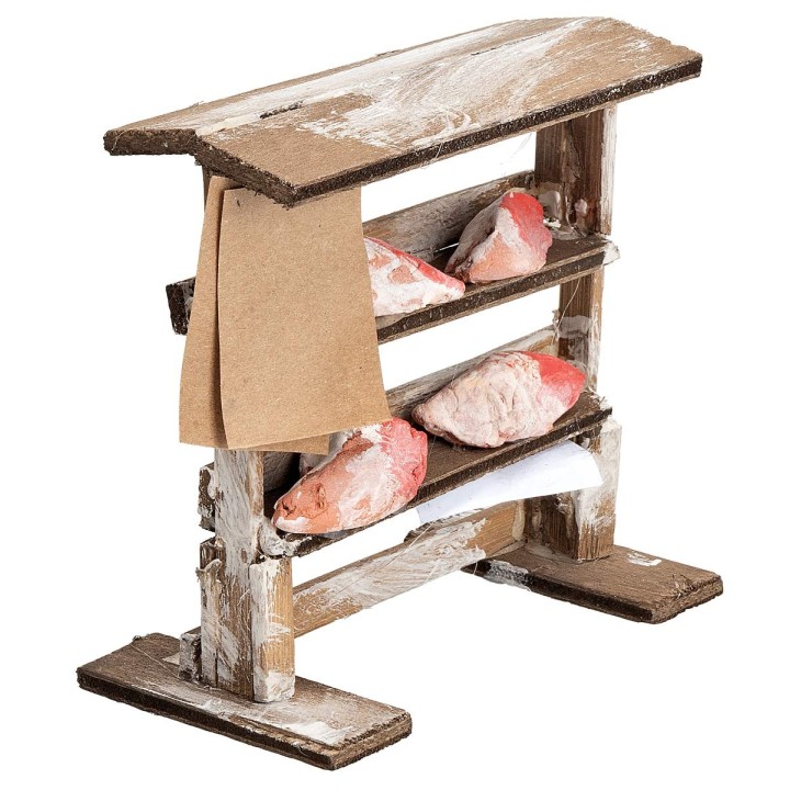 Estante de madera con carne cm 10,3x5,7x10,2 h