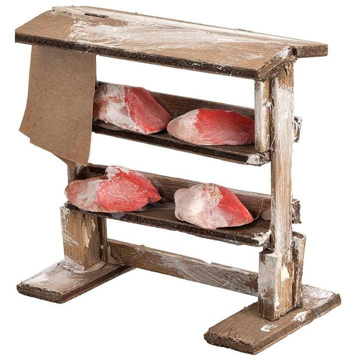 Wooden shelf with meat cm 10.3x5.7x10.2 h