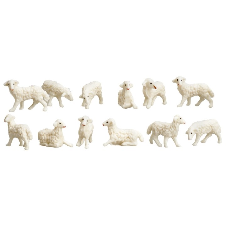 Set of 12 sheep in PVC Euromarchi series for 4 cm statues