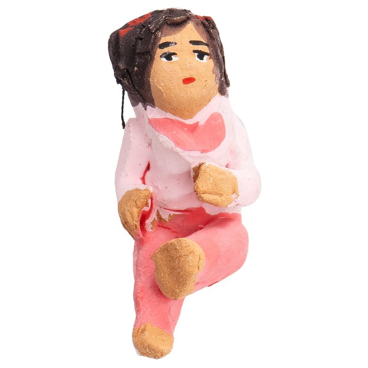 Seated terracotta girl with pink coloring 3.6 cm