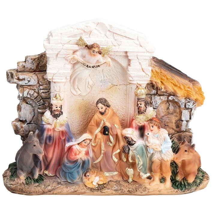 Natividad en resina en bloque 15x4x12