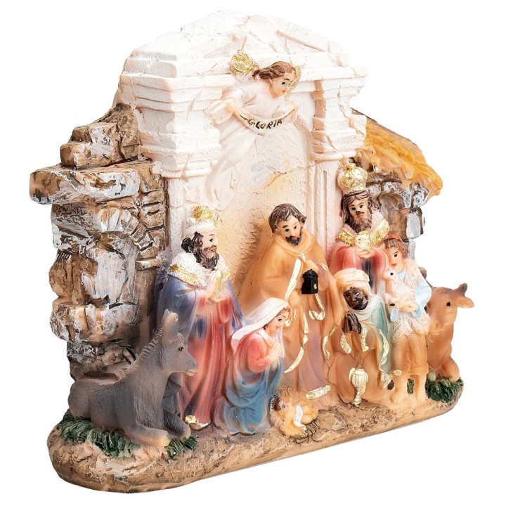 Nativity in resin block 15x4x12