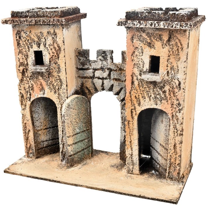 Neapolitan fortified arch with towers cm 16.7x7.5x15 h