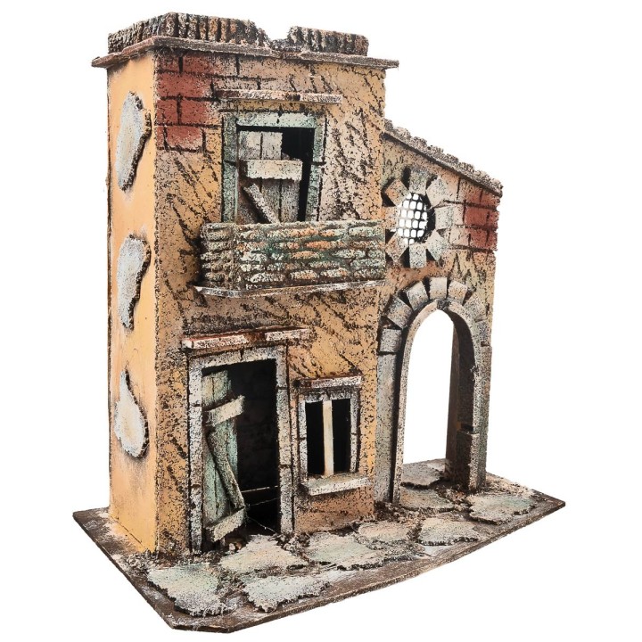 Neapolitan house with balcony and side arch cm 25.3x16x26 h