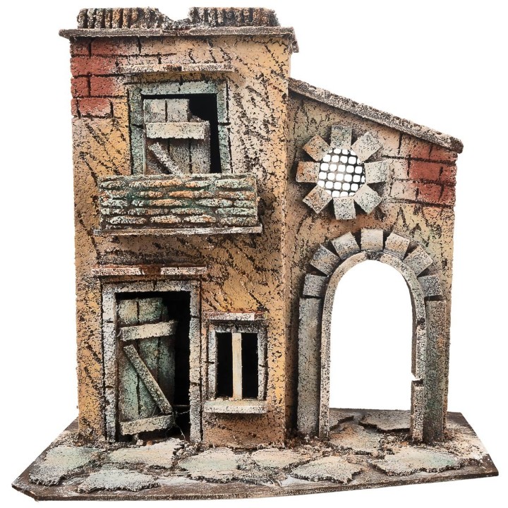 Casa napolitana con balcón y arco lateral cm 25,3x16x26 h