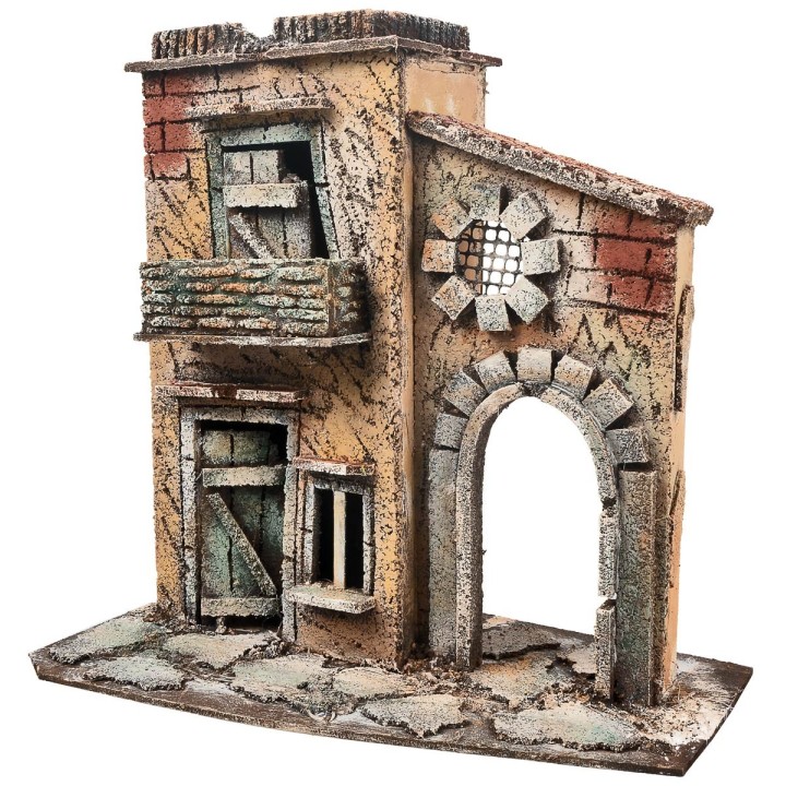 Casa napoletana con balcone e arco laterale cm 25,3x16x26 h