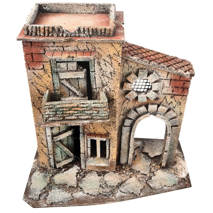 Casa napolitana con balcón y arco lateral cm 25,3x16x26 h