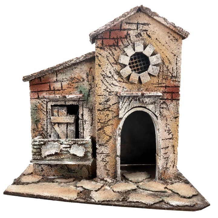 Neapolitan house with circular window cm 26x16.2x24.5 h